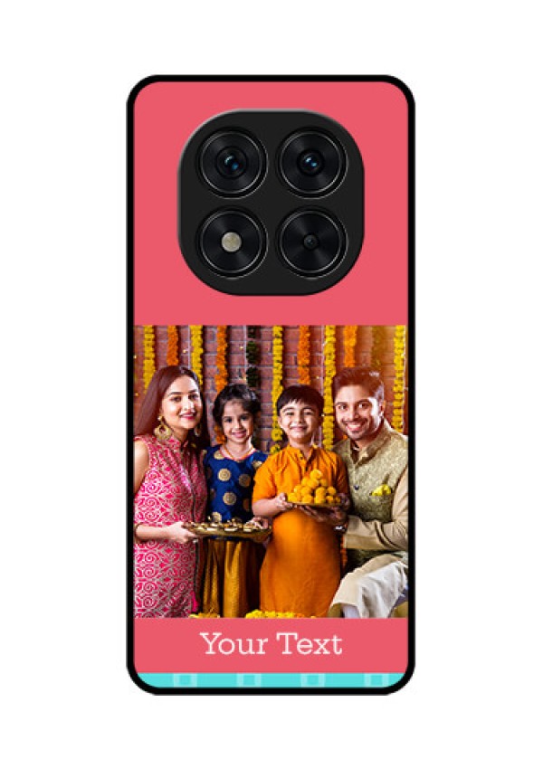 Poco X7 5G Custom Glass Phone CasePeach and Blue Color Design
