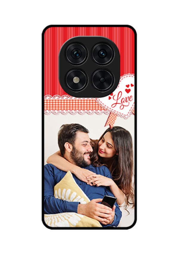 Poco X7 5G Custom Glass Phone CaseRed Love Pattern Design
