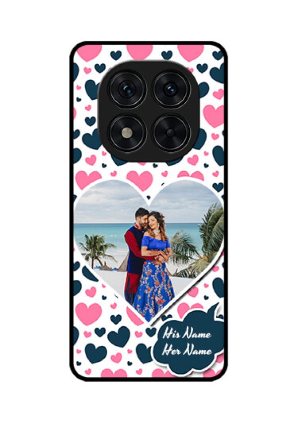 Poco X7 5G Custom Glass Phone CasePink and Blue Heart Design