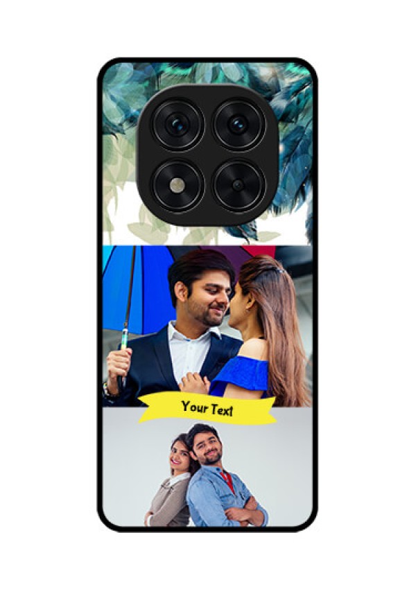 Poco X7 5G Custom Glass Phone CaseImage With Boho Peacock Feather Design