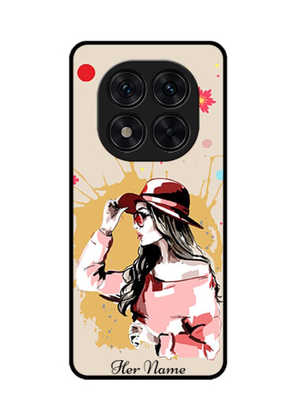 Poco X7 5G Custom Glass Phone CaseWomen With Pink Hat Design