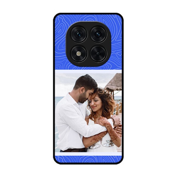 Poco X7 5G Custom Glass Phone CaseCurved Line Art With Blue And White Design Poco X7 5G Custom Glass Phone CaseCurved Line Art With Blue And White Design