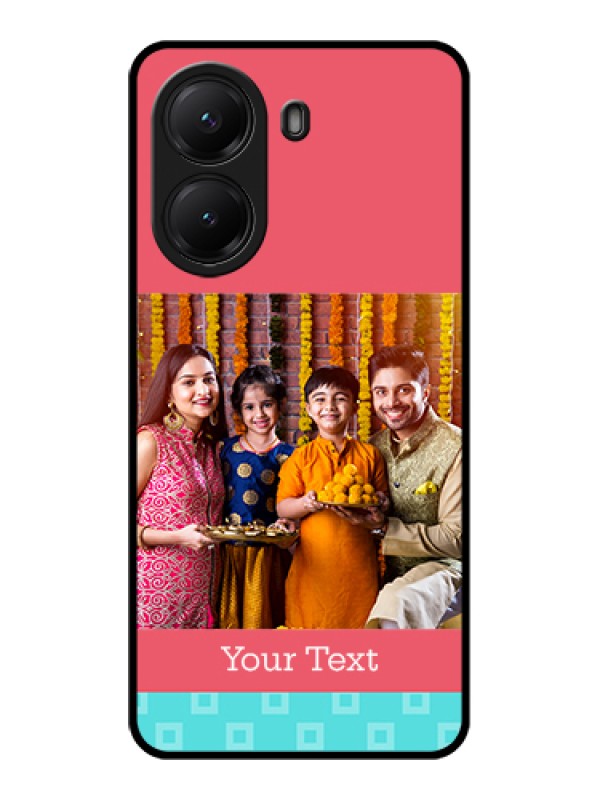 Custom Poco X7 Pro 5G Custom Glass Phone Case - Peach & Blue Color Design