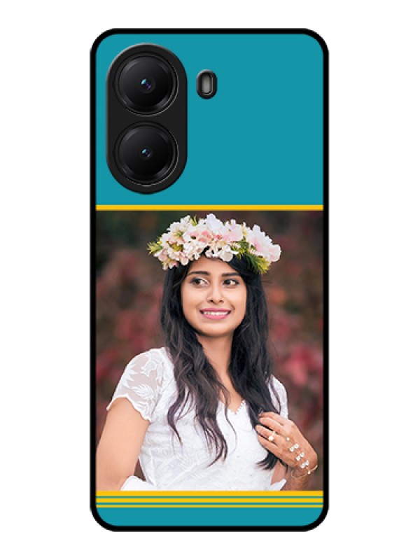 Custom Poco X7 Pro 5G Custom Glass Phone Case - Yellow & Blue Design