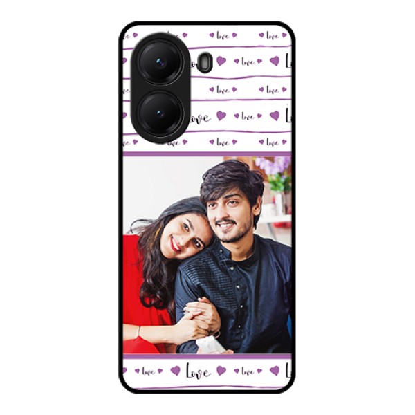 Poco X7 Pro 5G Custom Glass Phone Case - Couples Heart Design