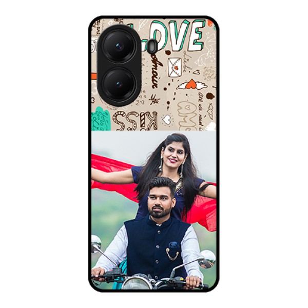 Poco X7 Pro 5G Custom Glass Phone Case - Love Doodle Pattern
