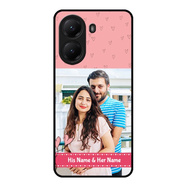 Poco X7 Pro 5G Custom Glass Phone Case - Love Design Peach Color