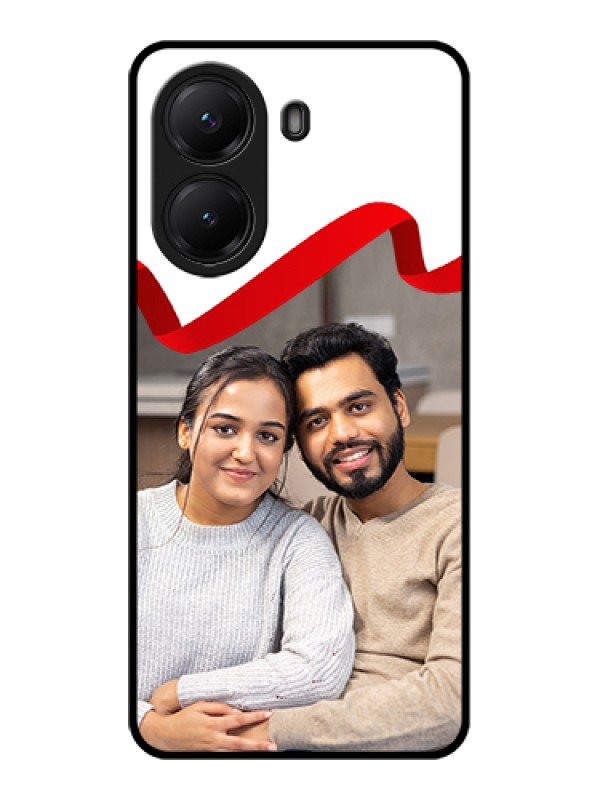 Custom Poco X7 Pro 5G Custom Glass Phone Case - Red Ribbon Frame Design