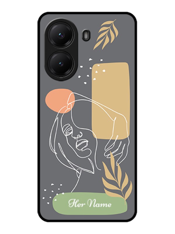 Custom Poco X7 Pro 5G Custom Glass Phone Case - Gazing Woman Line Art Design