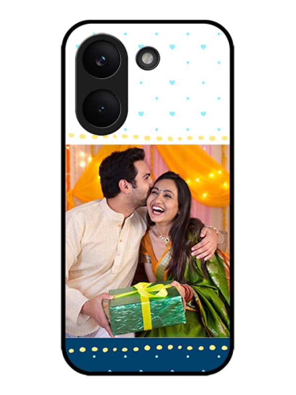 Custom Poco X8 Pro 5G Custom Glass Phone Case - White And Blue Abstract Design