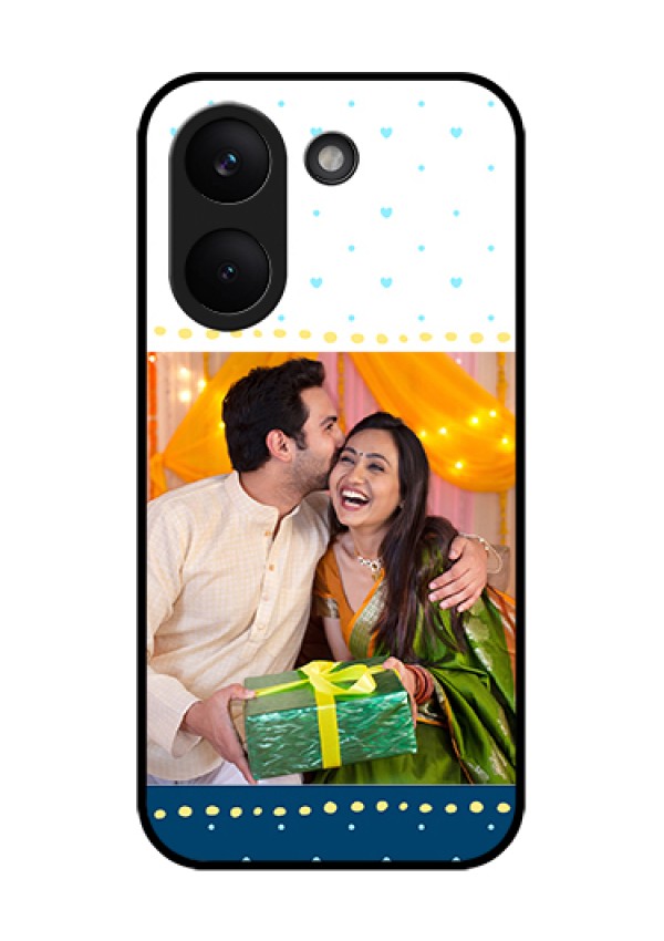 Poco X8 Pro 5G Custom Glass Phone Case - White And Blue Abstract Design