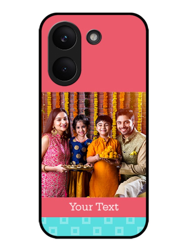 Custom Poco X8 Pro 5G Custom Glass Phone Case - Peach & Blue Color Design
