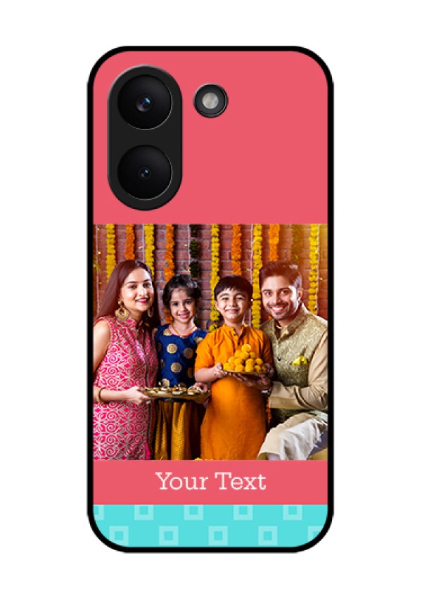 Poco X8 Pro 5G Custom Glass Phone Case - Peach & Blue Color Design
