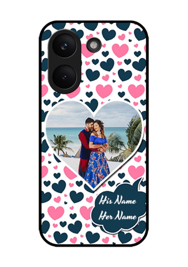 Poco X8 Pro 5G Custom Glass Phone Case - Pink & Blue Heart Design