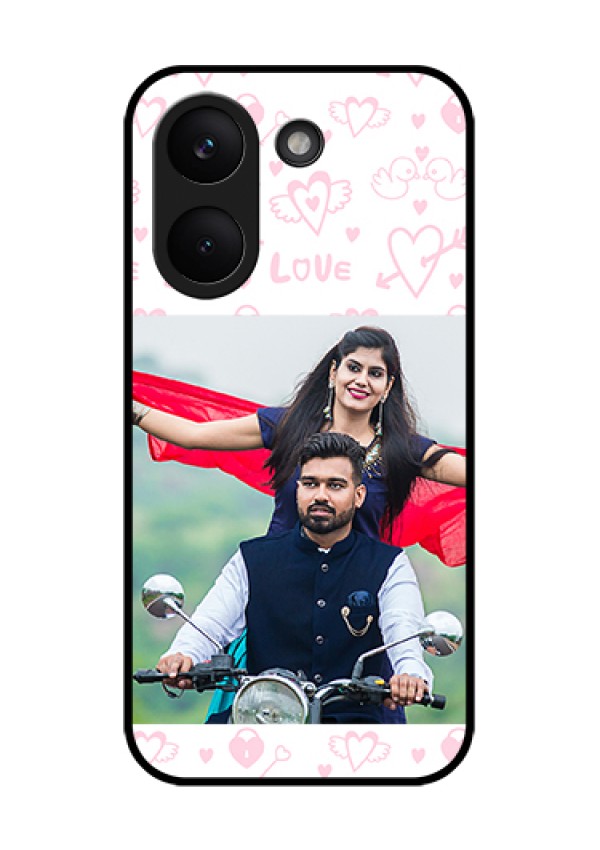 Poco X8 Pro 5G Custom Glass Phone Case - Pink Flying Heart Design