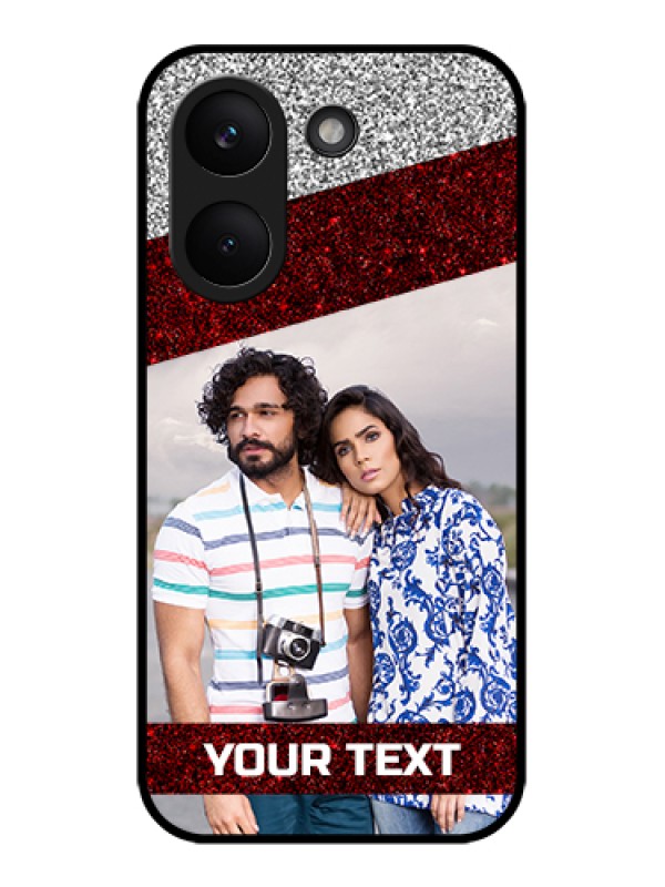 Custom Poco X8 Pro 5G Custom Glass Phone Case - Image Holder With Glitter Strip Design