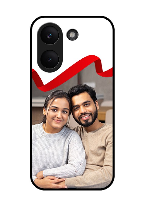 Poco X8 Pro 5G Custom Glass Phone Case - Red Ribbon Frame Design