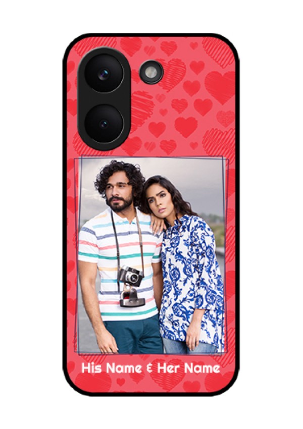 Poco X8 Pro 5G Custom Glass Phone Case - With Red Heart Symbols Design