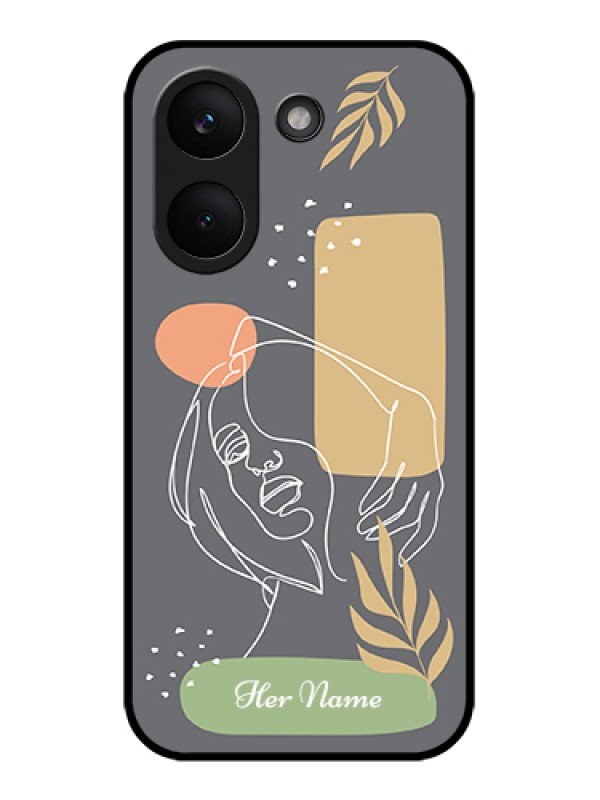 Custom Poco X8 Pro 5G Custom Glass Phone Case - Gazing Woman Line Art Design