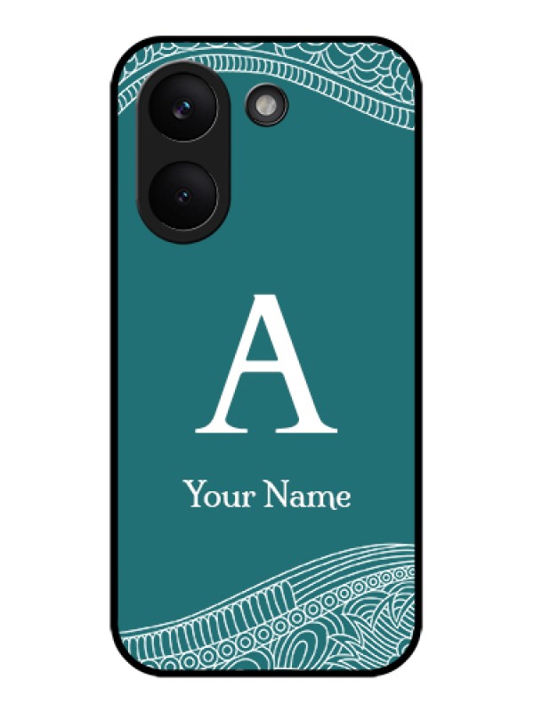 Custom Poco X8 Pro 5G Custom Glass Phone Case - Line Art Pattern With Custom Name Design