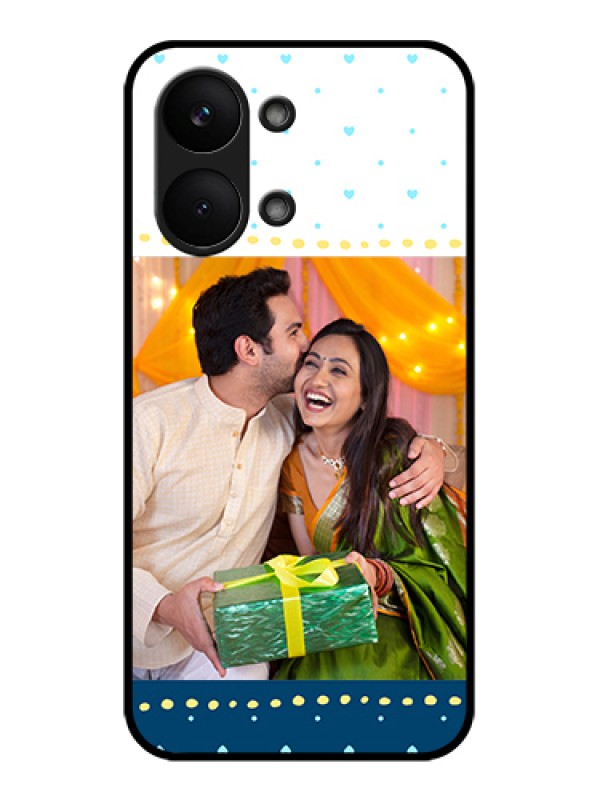 Custom Poco X8 Pro Max 5G Custom Glass Phone Case - White And Blue Abstract Design