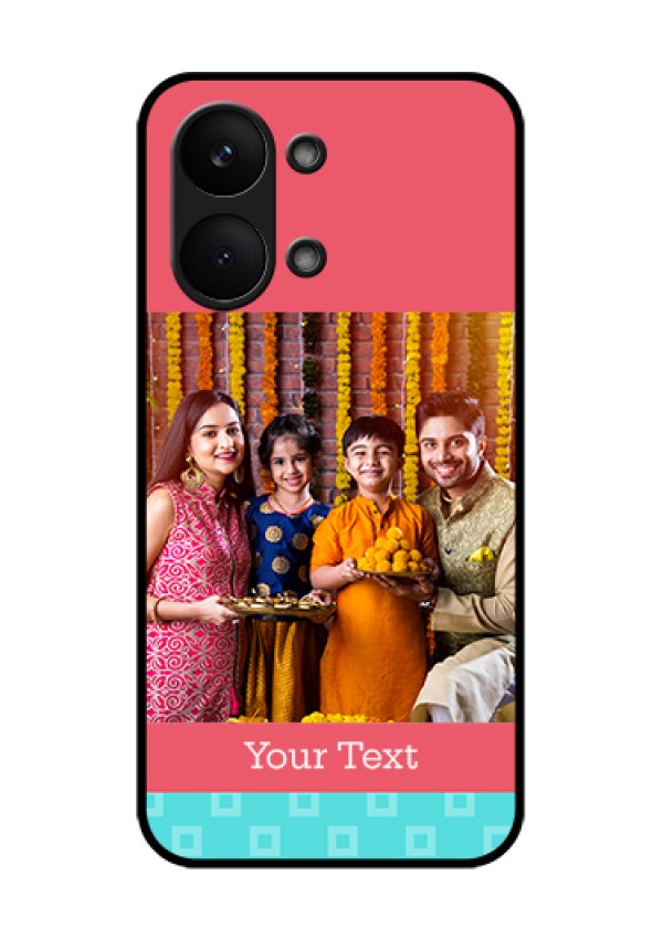 Poco X8 Pro Max 5G Custom Glass Phone Case - Peach & Blue Color Design