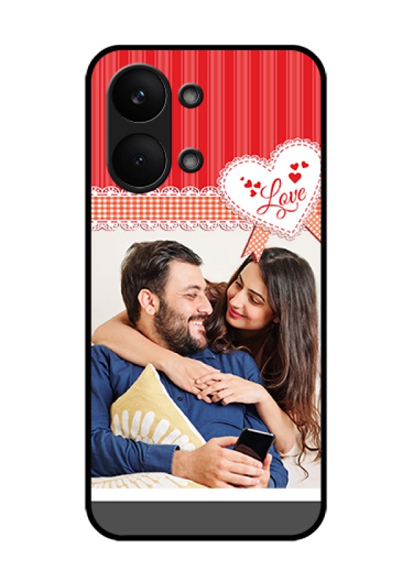 Poco X8 Pro Max 5G Custom Glass Phone Case - Red Love Pattern Design