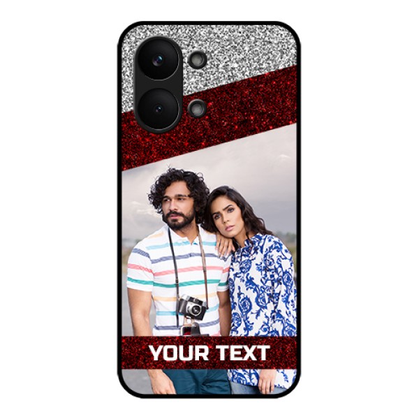 Poco X8 Pro Max 5G Custom Glass Phone Case - Image Holder With Glitter Strip Design Poco X8 Pro Max 5G Custom Glass Phone Case - Image Holder With Glitter Strip Design