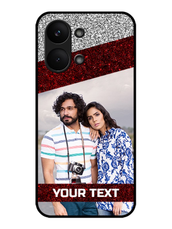 Custom Poco X8 Pro Max 5G Custom Glass Phone Case - Image Holder With Glitter Strip Design