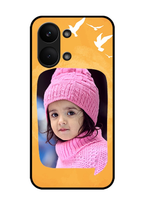Poco X8 Pro Max 5G Custom Glass Phone Case - Water Color Design With Bird Icons