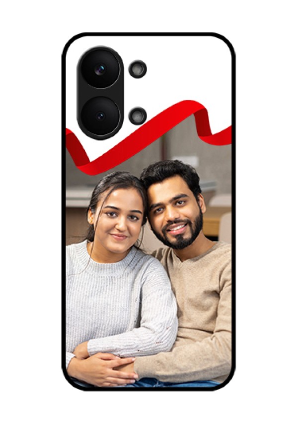 Poco X8 Pro Max 5G Custom Glass Phone Case - Red Ribbon Frame Design
