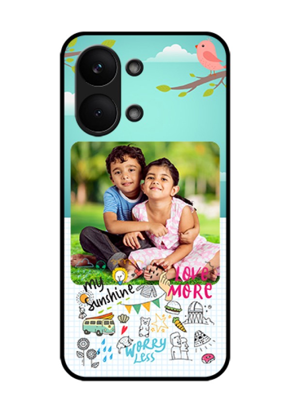 Poco X8 Pro Max 5G Custom Glass Phone Case - Doodle Love Design