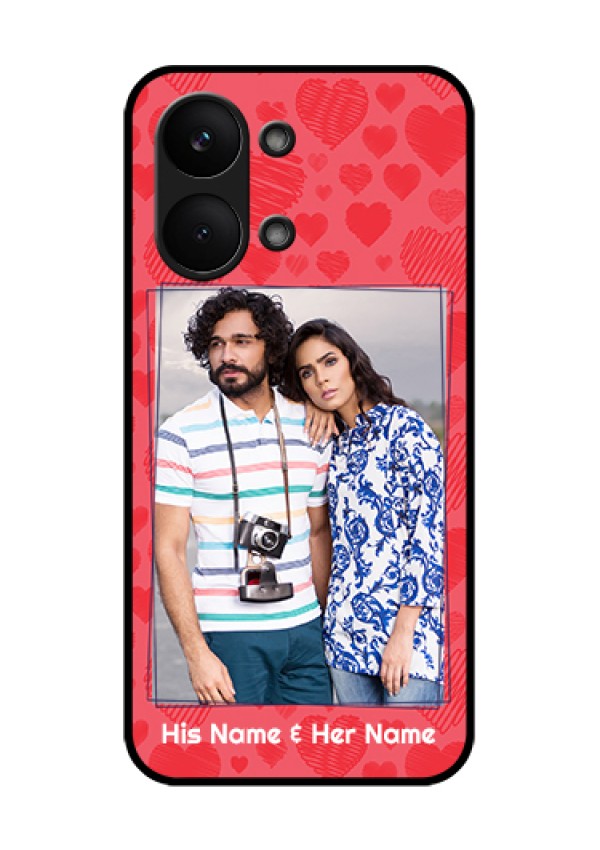 Poco X8 Pro Max 5G Custom Glass Phone Case - With Red Heart Symbols Design