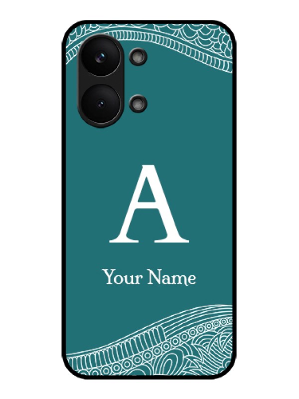 Custom Poco X8 Pro Max 5G Custom Glass Phone Case - Line Art Pattern With Custom Name Design