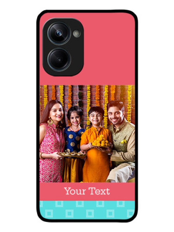 Custom Realme 10 Pro 5G Personalized Glass Phone Case - Peach & Blue Color Design