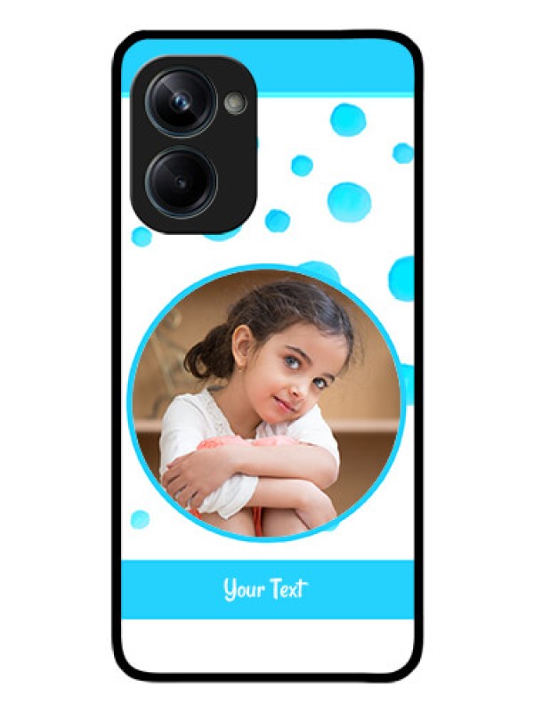 Custom Realme 10 Pro 5G Photo Printing on Glass Case - Blue Bubbles Pattern Design