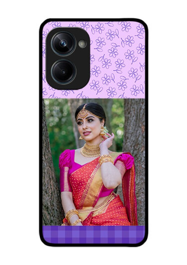 Realme 10 Pro 5G Custom Glass Phone Case - Purple Floral Design