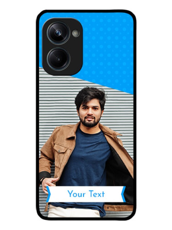 Custom Realme 10 Pro 5G Photo Printing on Glass Case - Simple Blue Color Design