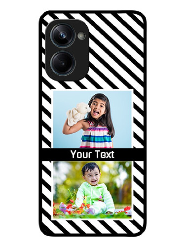 Custom Realme 10 Pro 5G Photo Printing on Glass Case - Black And White Stripes Design