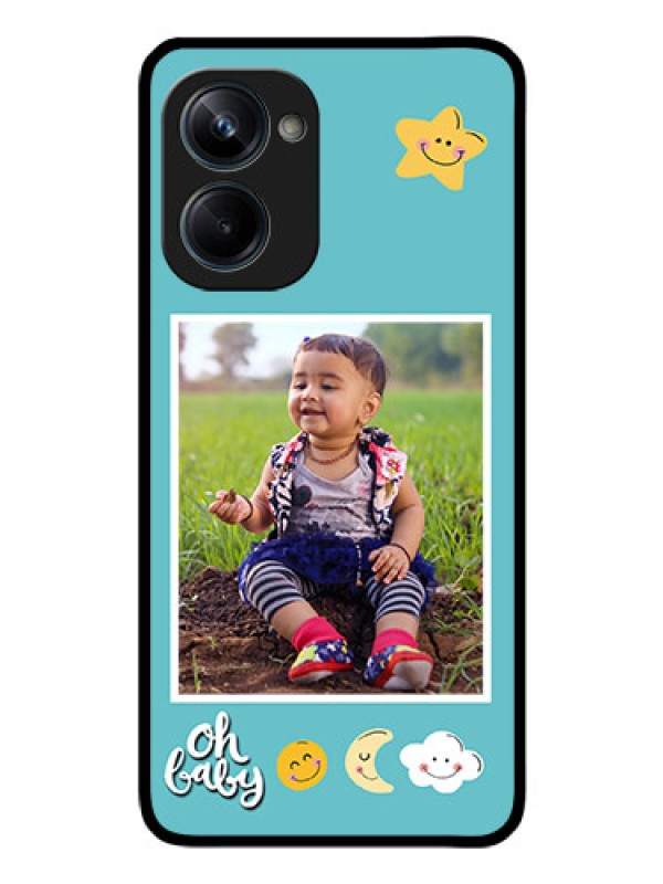 Custom Realme 10 Pro 5G Personalized Glass Phone Case - Smiley Kids Stars Design