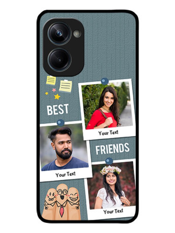 Custom Realme 10 Pro 5G Personalized Glass Phone Case - Sticky Frames and Friendship Design