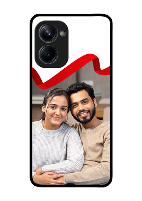 Realme 10 Pro 5G Photo Printing on Glass Case - Red Ribbon Frame Design