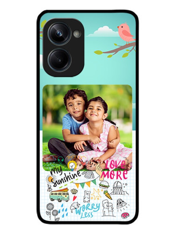 Custom Realme 10 Pro 5G Photo Printing on Glass Case - Doodle love Design