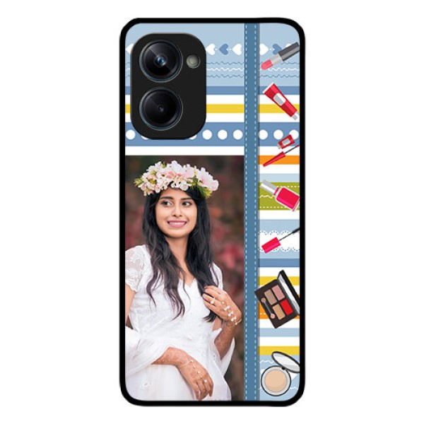 Realme 10 Pro 5G Personalized Glass Phone Case - Makeup Icons Design