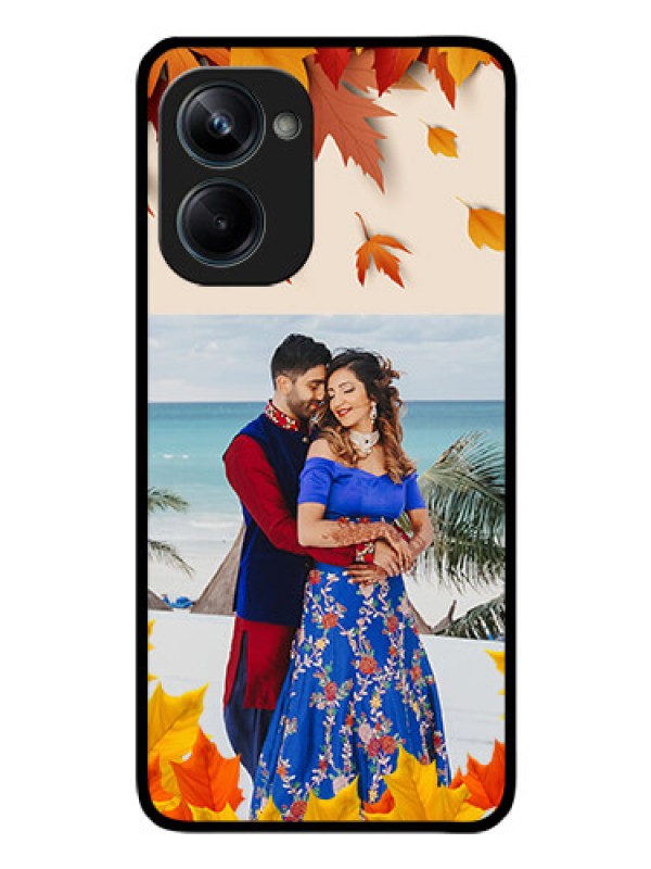 Custom Realme 10 Pro 5G Photo Printing on Glass Case - Autumn Maple Leaves Design
