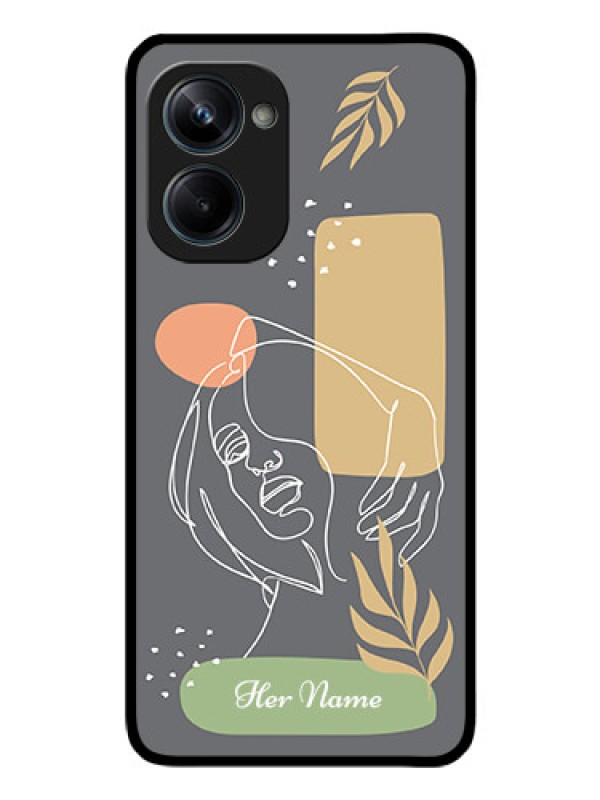 Custom Realme 10 Pro 5G Custom Glass Phone Case - Gazing Woman line art Design