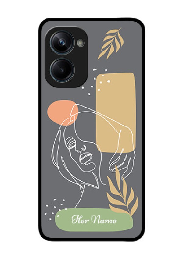 Realme 10 Pro 5G Custom Glass Phone Case - Gazing Woman line art Design