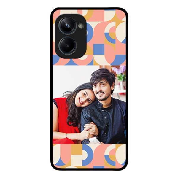Realme 10 Pro 5G Photo Printing on Glass Case - Semi-circle Maze Pattern Design Realme 10 Pro 5G Photo Printing on Glass Case - Semi-circle Maze Pattern Design