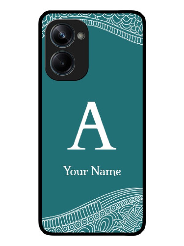 Custom Realme 10 Pro 5G Personalized Glass Phone Case - line art pattern with custom name Design