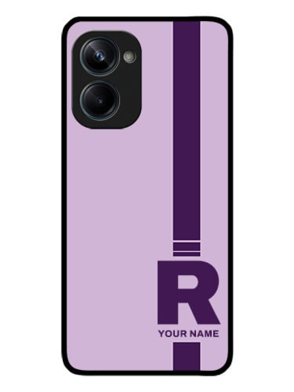 Custom Realme 10 Pro 5G Photo Printing on Glass Case - Simple dual tone stripe with name Design